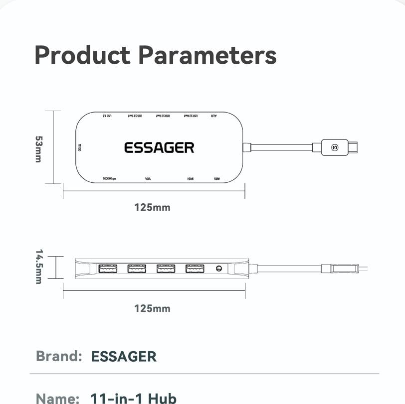 Хаб-USB Essager 11в1 Type-C (230000) - фото 9