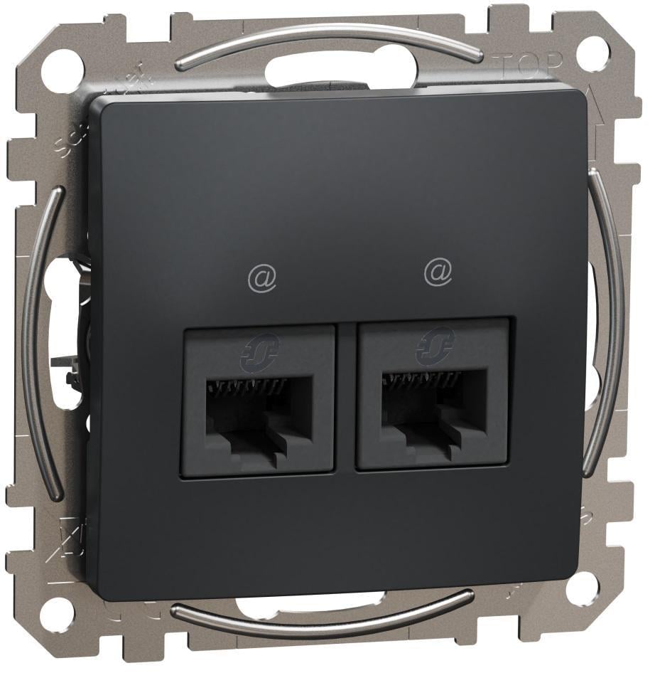 Розетка компьютерная двойная Schneider Sedna Design cat5E UTP Черный