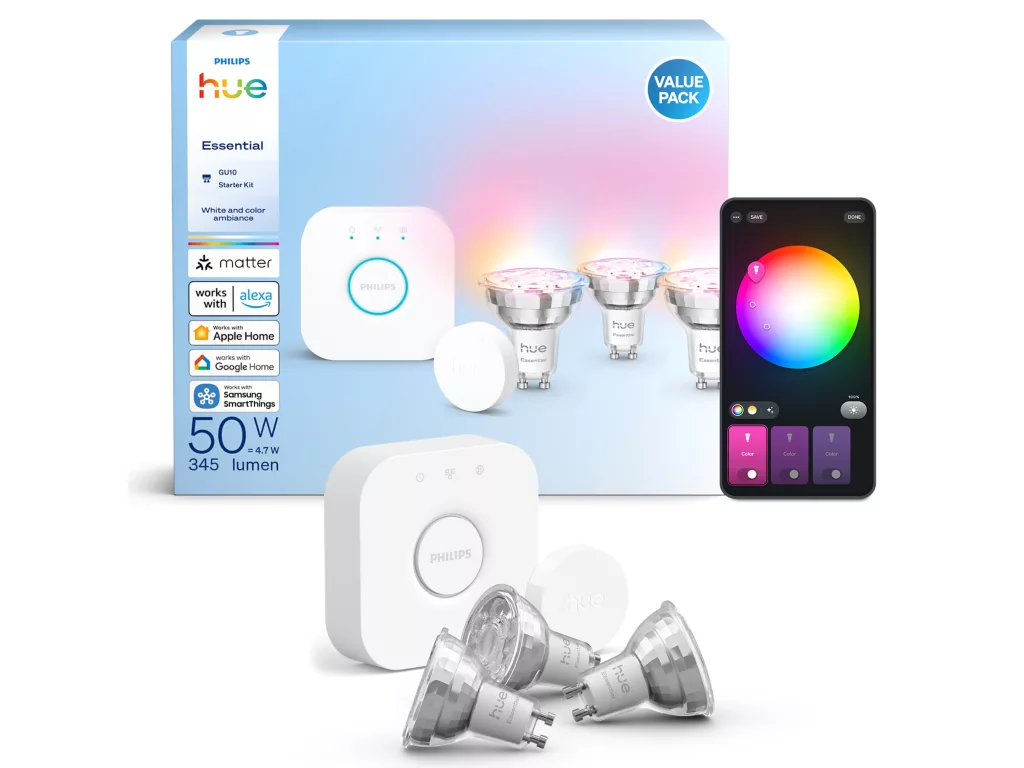 Стартовий набір Philips hue Essential GU10 білий RGB 345 Лм 3 лампи Bridge Smart Button