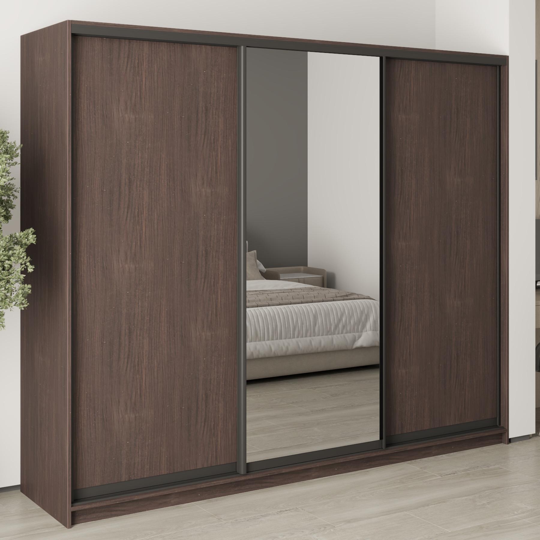 Шкаф-купе трехдверный MebelStar Уни BG 2 ДСП/зеркало 250x45x210 см Дуб ристрето (MBS-8017) Шкаф-купе трехдверный MebelStar Уни BG 2 ДСП/зеркало 250x45x210 см Дуб ристрето (MBS-8017)