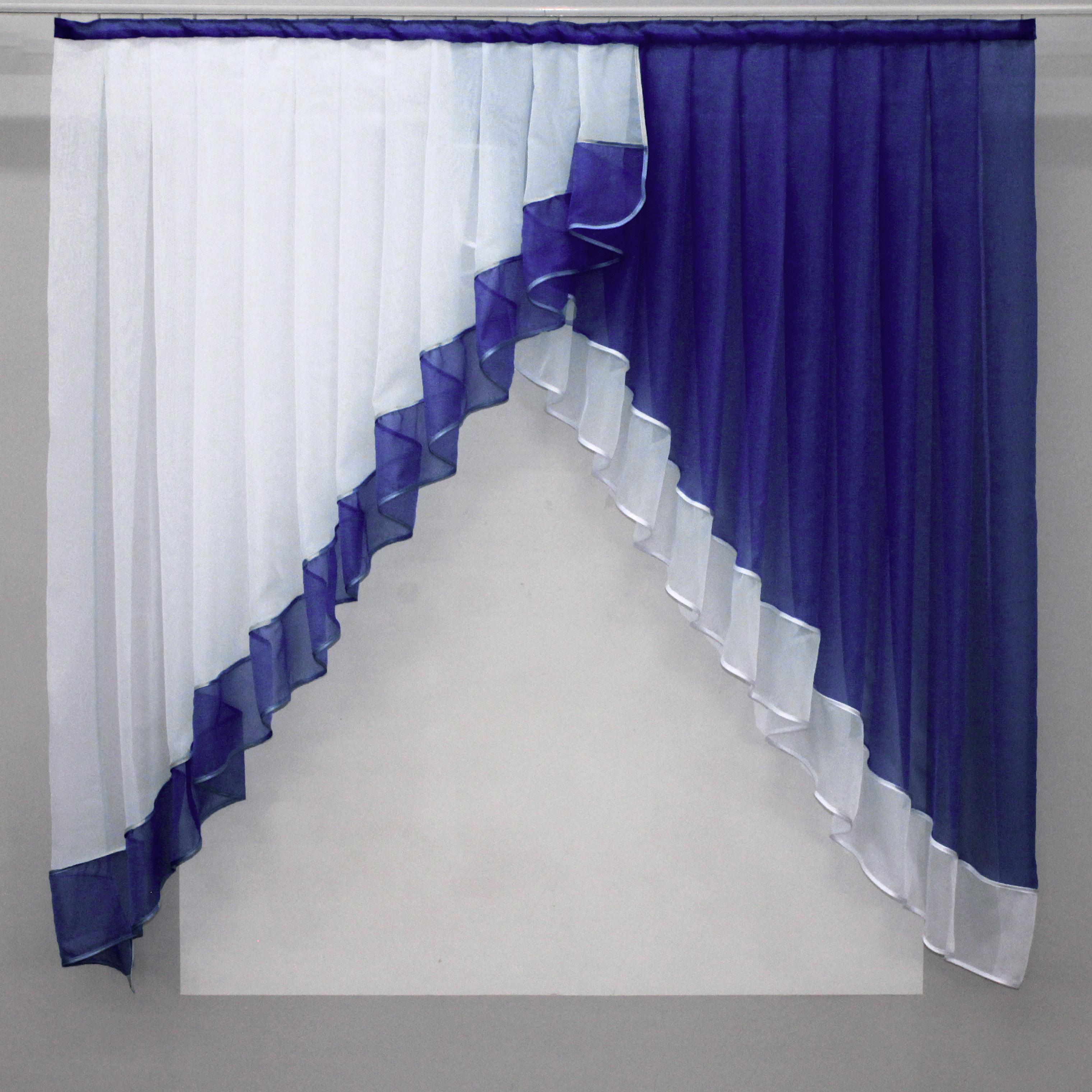 Фіранка кухонна VR-Textil № 023к 150х150 см Білий/Синій (50-877) - фото 1 Фіранка кухонна VR-Textil № 023к 150х150 см Білий/Синій (50-877) - фото 1