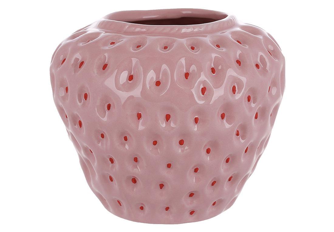 Ваза керамическая Клубника 14,5х12,4 см Бледно-розовый (998-007)