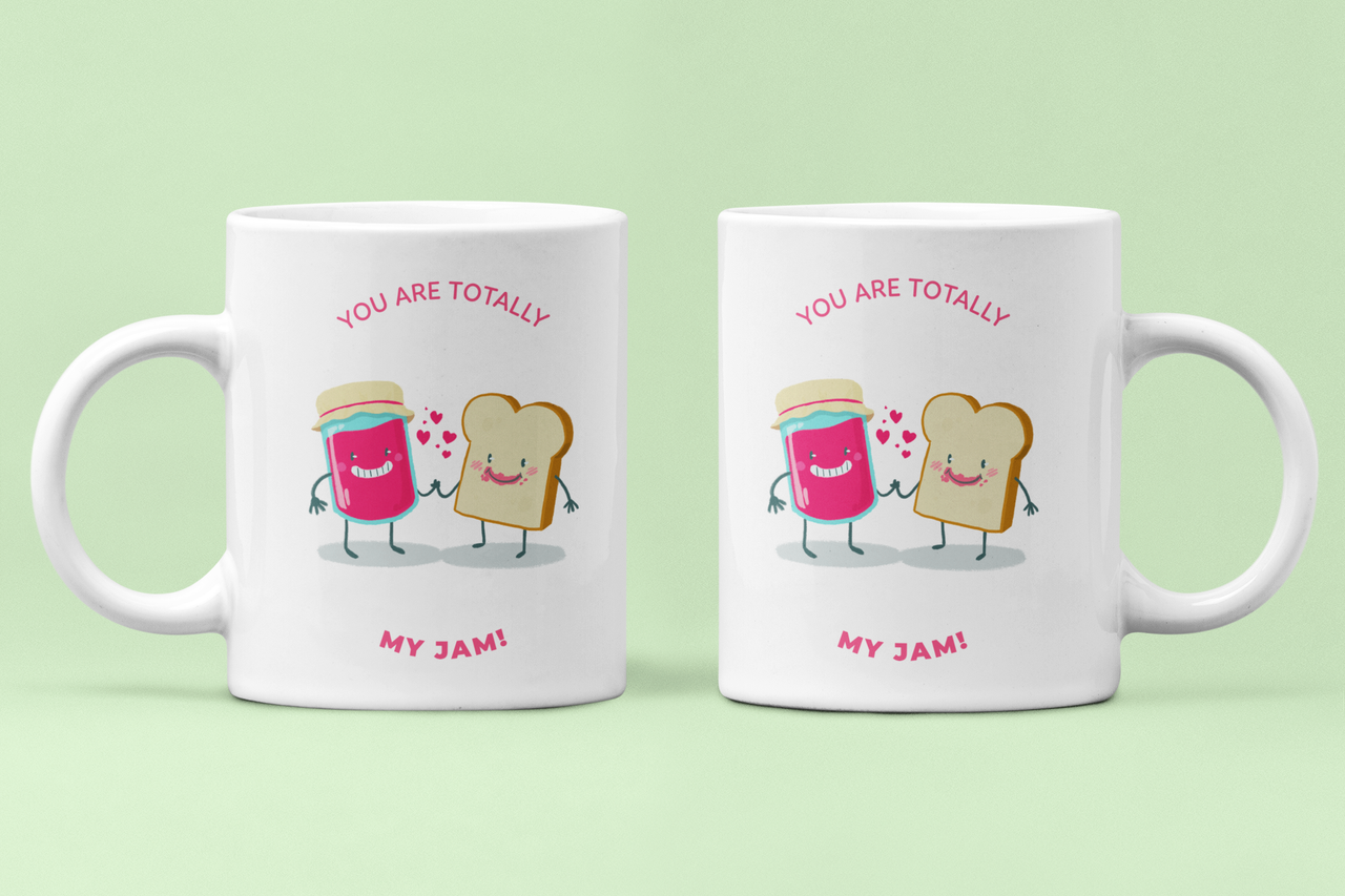 Чашки парные "You are totally my jam" Булочка с джемом для влюбленных 330 мл Белый (ВЛ196Ч)