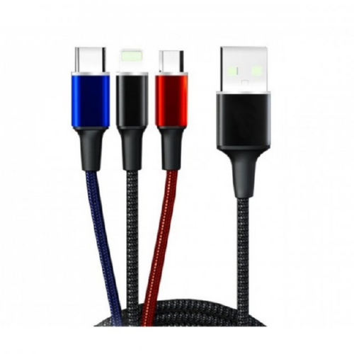 Кабель WUW Combo X101 3в1 Lightning/Micro USB/Type-C X101 1 м 2A Black - фото 2