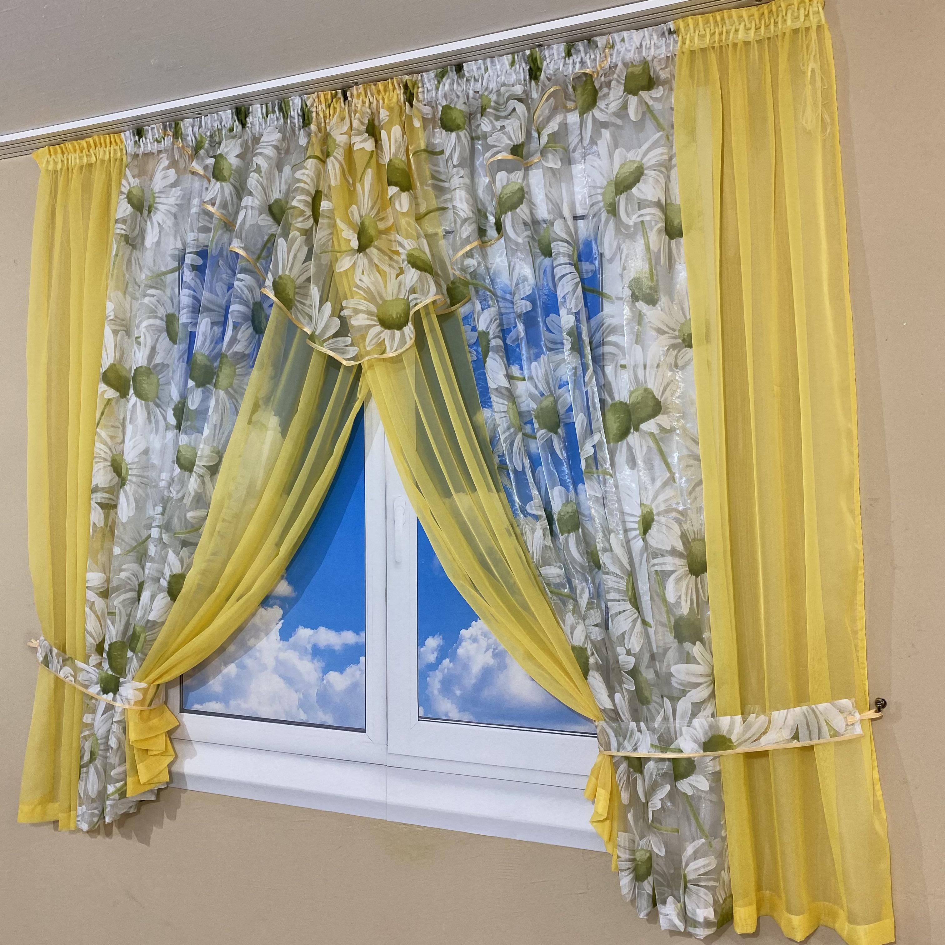 Тюль на кухню TG Home №445 Желтый (445-16) - фото 3 Тюль на кухню TG Home №445 Желтый (445-16) - фото 3