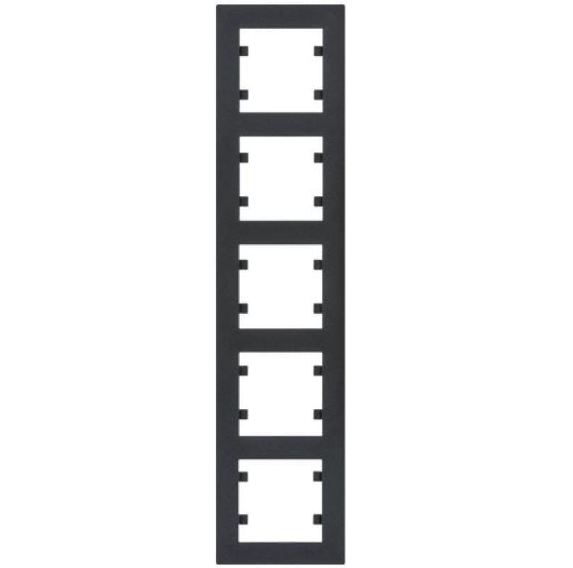 Рамка п'ятірна Hager Lumina-Intens вертикальна Чорний (28685009)
