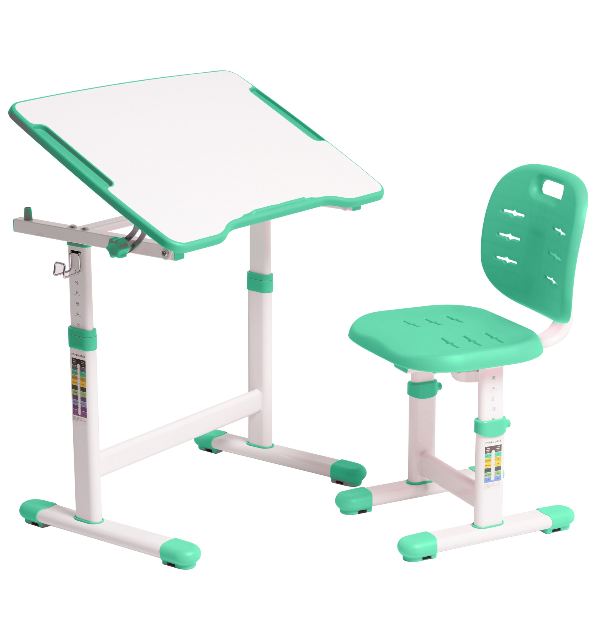 Комплект FunDesk Omino школьная парта/стул с настольной лампой Green (3866333) - фото 12 Комплект FunDesk Omino школьная парта/стул с настольной лампой Green (3866333) - фото 12