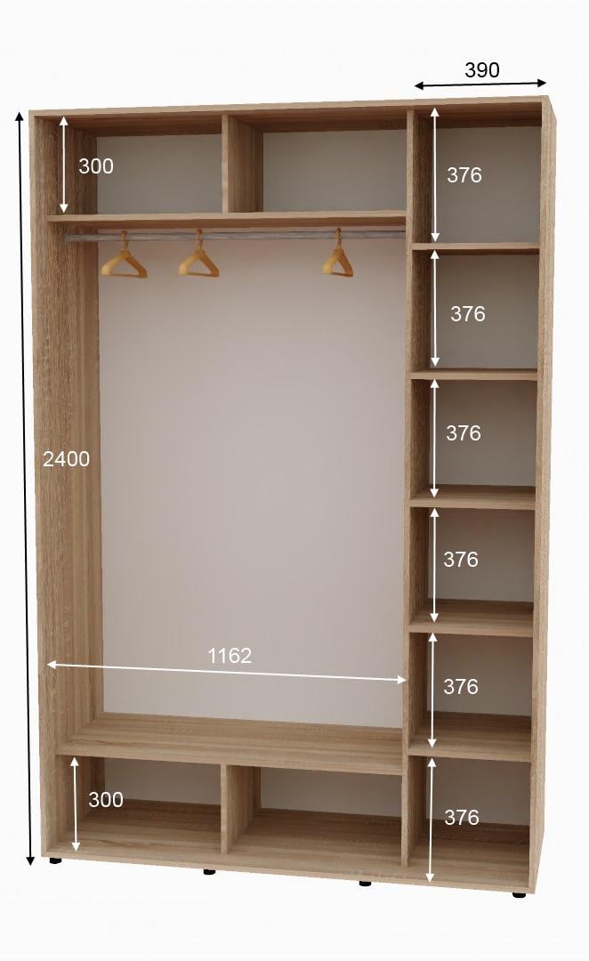 Шафа-купе дводверна Алекса ДСП 160х60х240 см Дуб Сонома - фото 2 Шафа-купе дводверна Алекса ДСП 160х60х240 см Дуб Сонома - фото 2