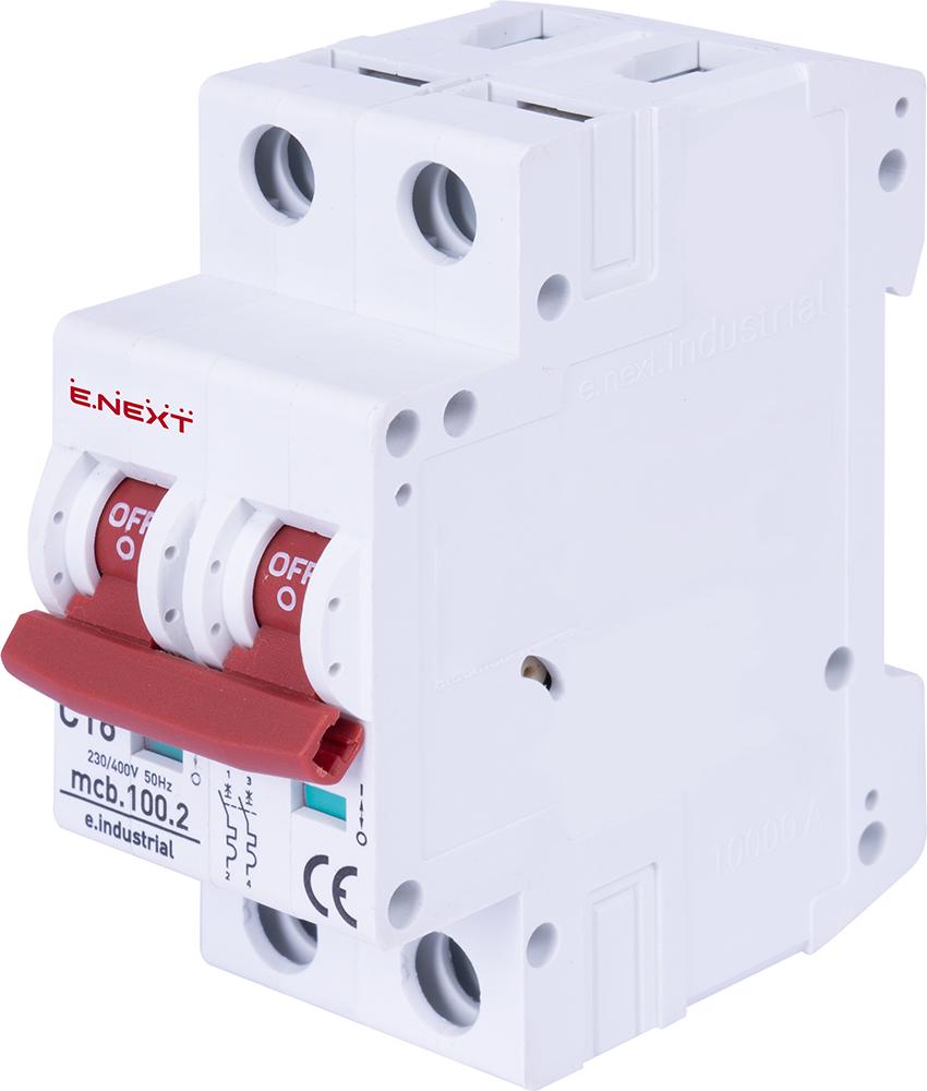 Автоматичний вимикач модульний E.NEXT e.industrial.mcb.100.2.C16 2 р 16А C 10кА (i0180012)