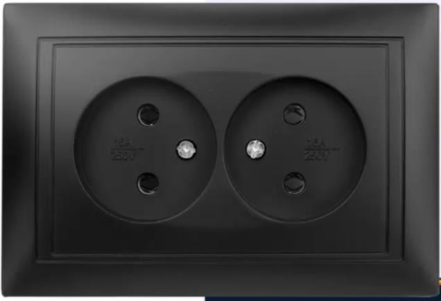 Розетка Elcor Emily 9215 подвійна Чорний (211645) - фото 1
