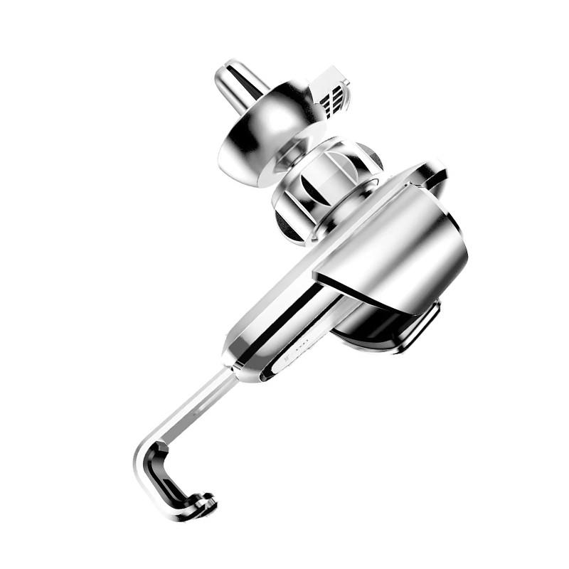 Автодержатель для смартфона Baseus Gravity Car Mount Silver 360 град - фото 4