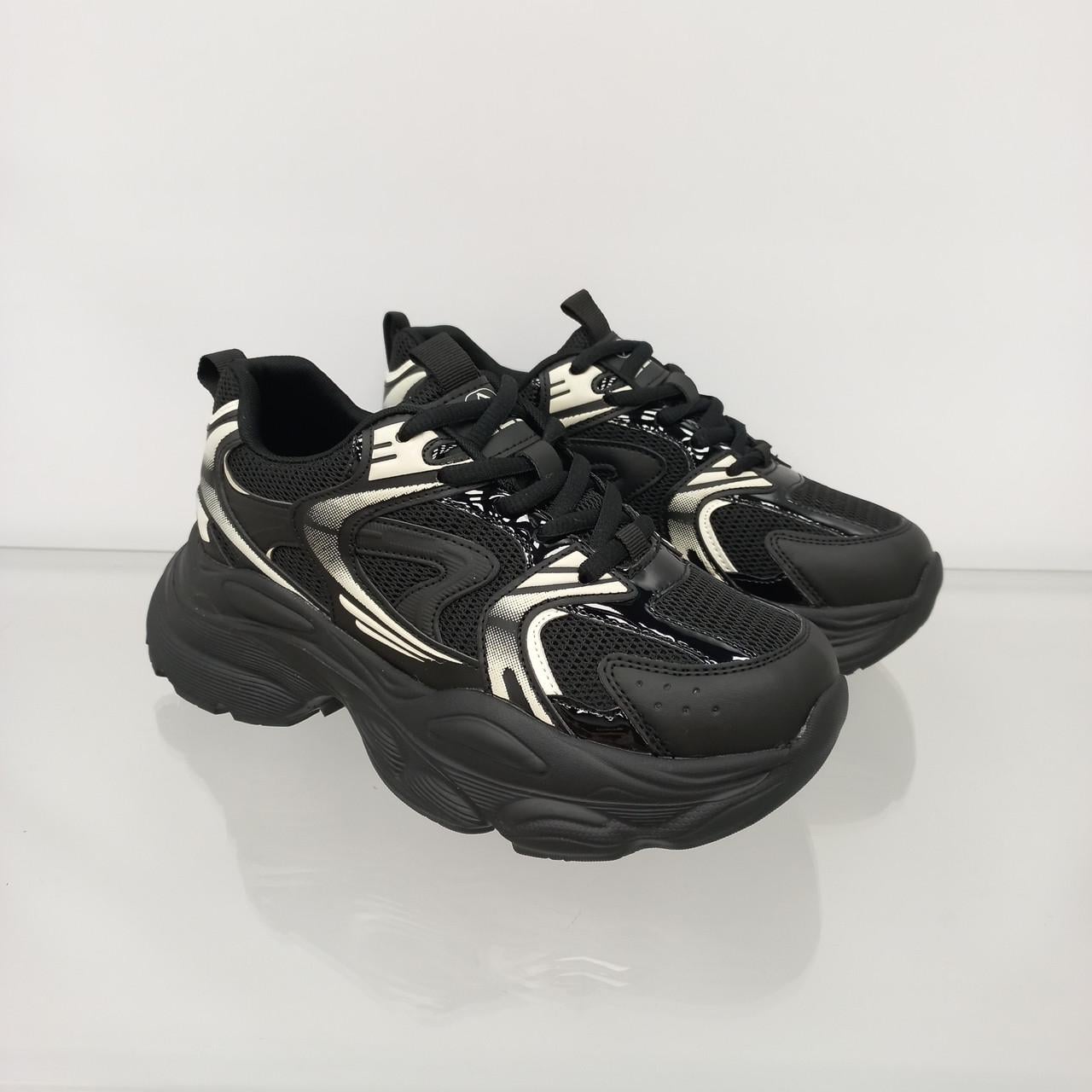 Кроссовки женские на высокой платформе р. 41 Черно-белый (33384518)