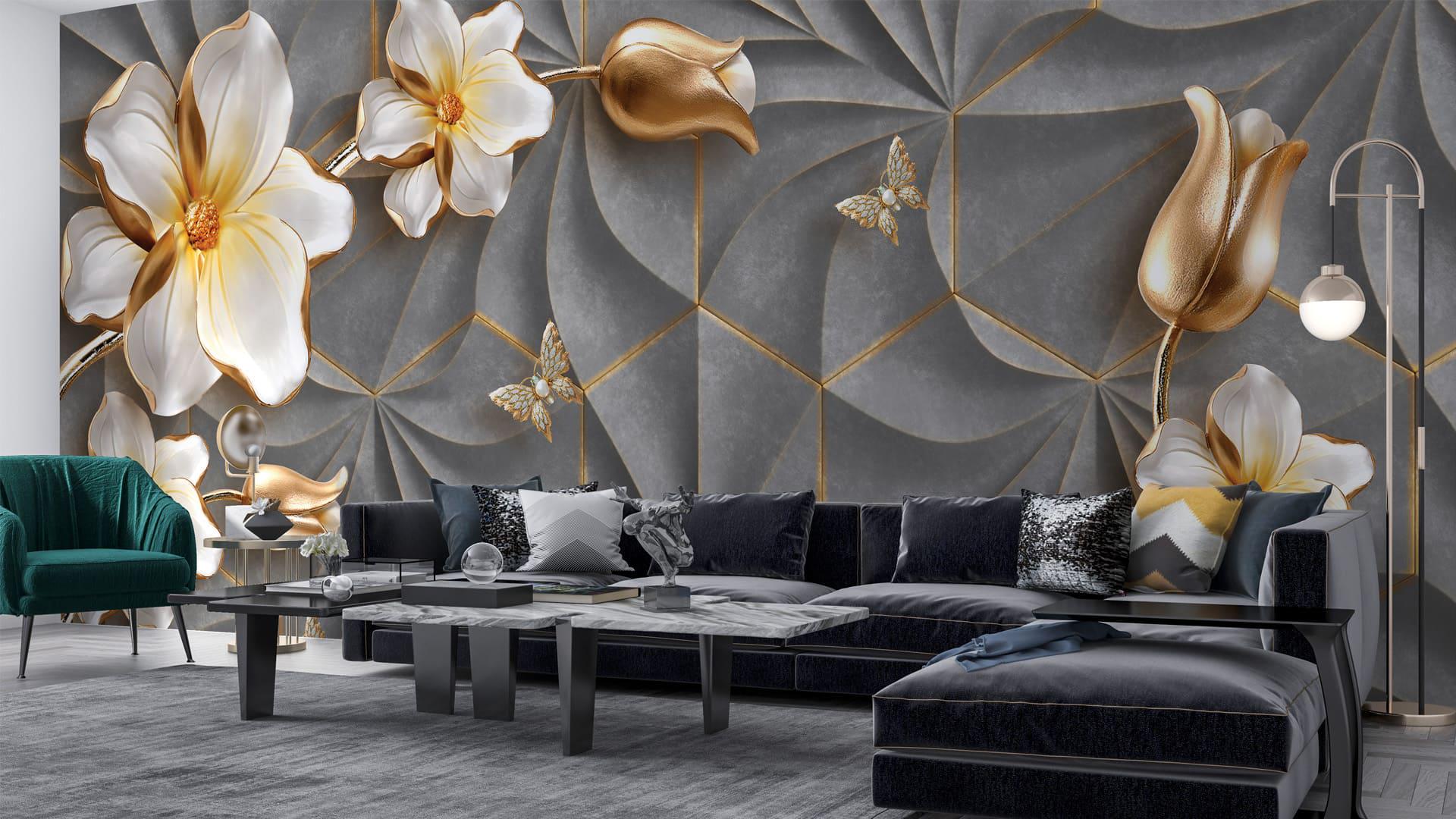 Фотошпалери флізелінові Styleo Print-walls Золота флора 0737 400х250 см (Pw-0737/4)