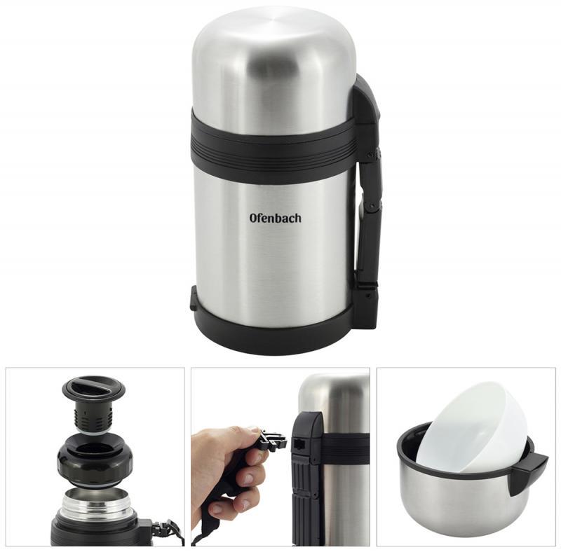 Термос Ofenbach из нержавеющей стали с ремешком 800 мл - фото 4