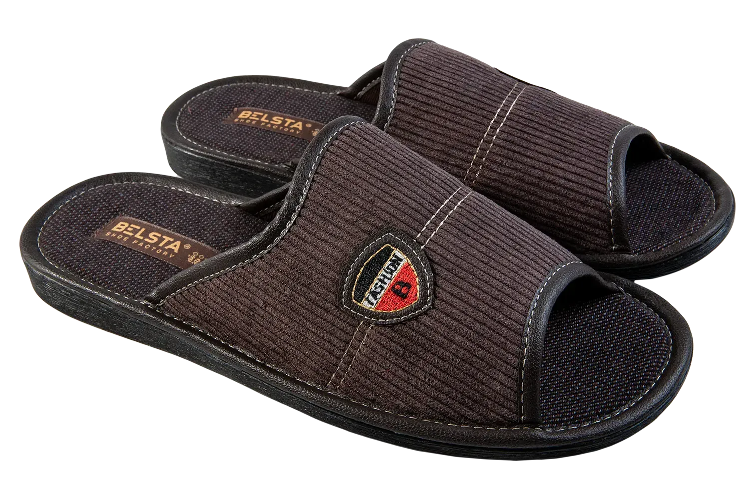 Мужские тапочки БЕЛСТА открыты из вельвета р. 46 Коричневый (05-12k)