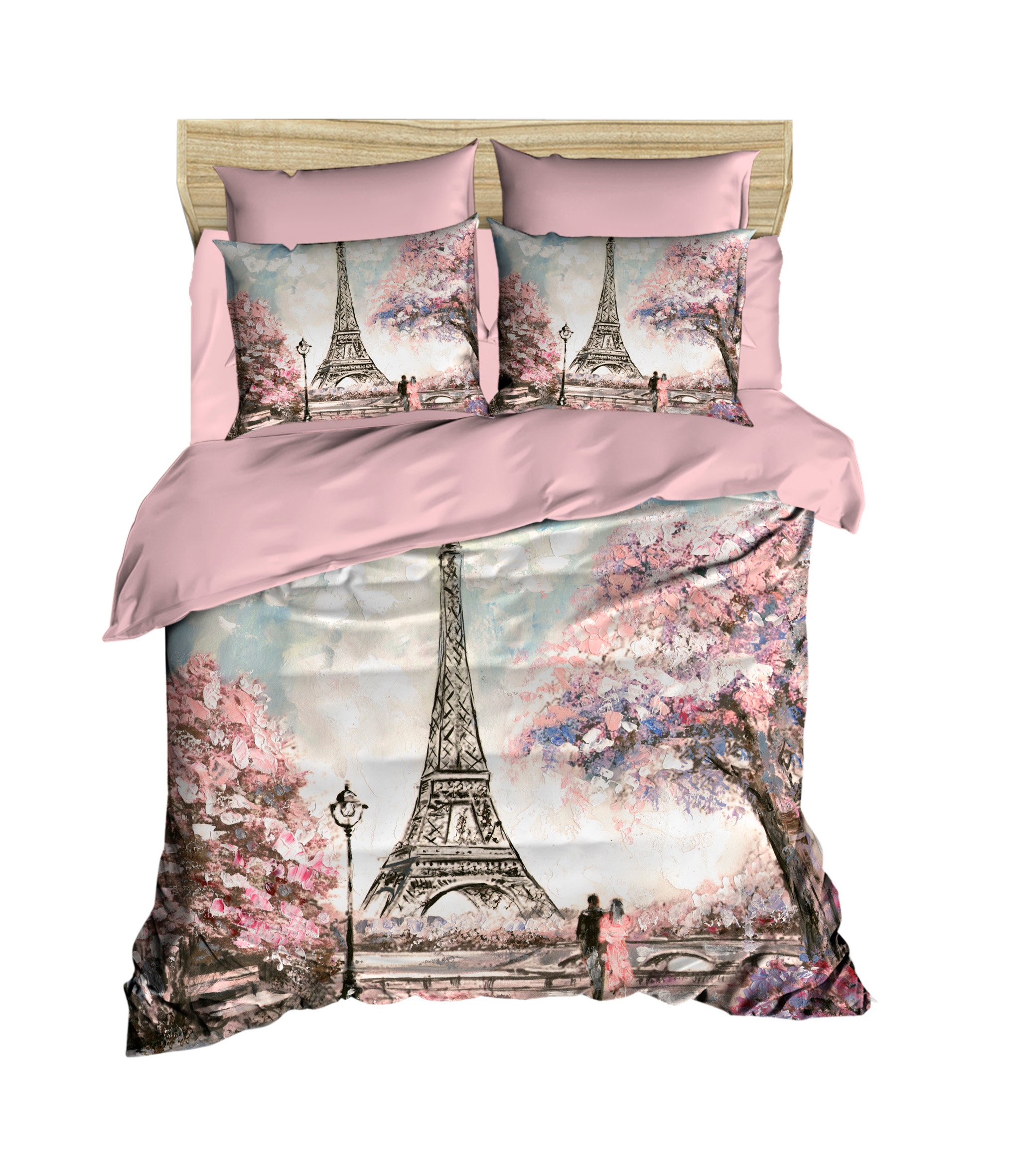 Комплект постільної білизни LIGHTHOUSE ranforce+3D Paris Spring 200х220/4х50х70 Комплект постільної білизни LIGHTHOUSE ranforce+3D Paris Spring 200х220/4х50х70