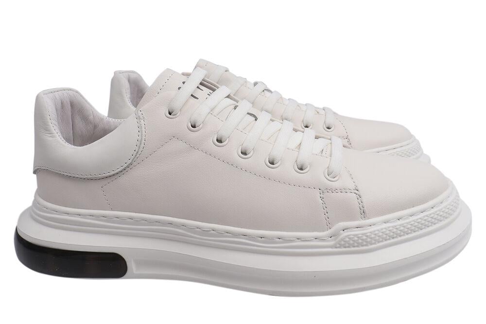 Кеды мужские Arees из кожи на низком ходу на шнуровке р. 39 Белый (73-21DTC)