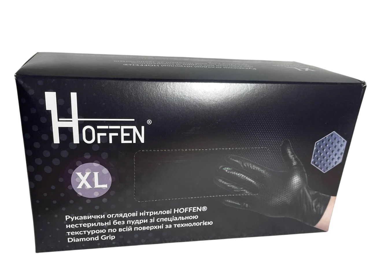 Рукавички нітрилові HOFFEN Diamond Grip XL Чорний