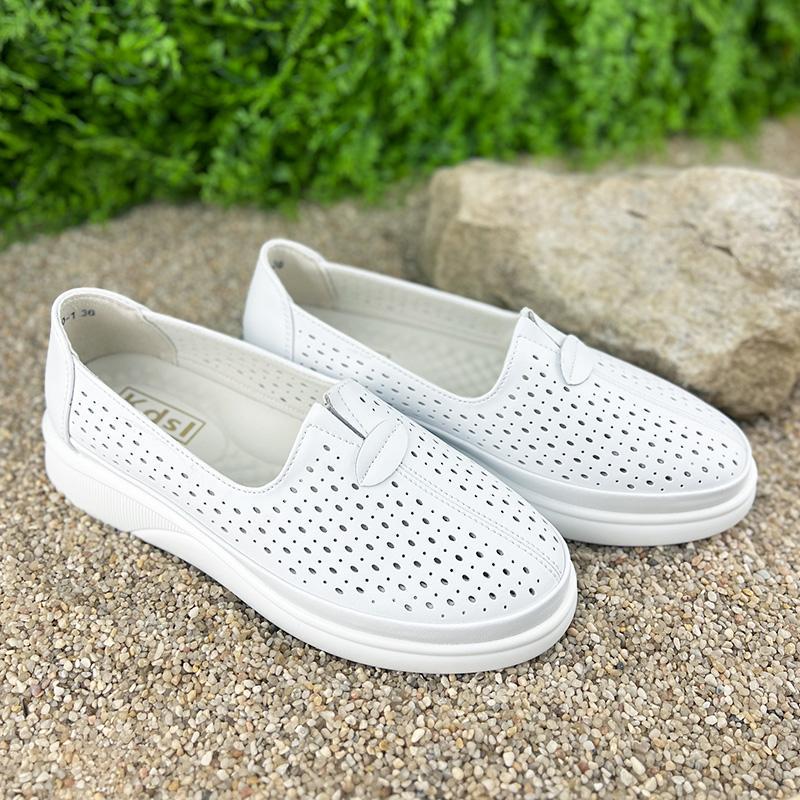 Мокасини жіночі Е-007020-1 перфорована шкіра р. 36 23-23,5 см Білий (25330830) - фото 3 Мокасини жіночі Е-007020-1 перфорована шкіра р. 36 23-23,5 см Білий (25330830) - фото 3