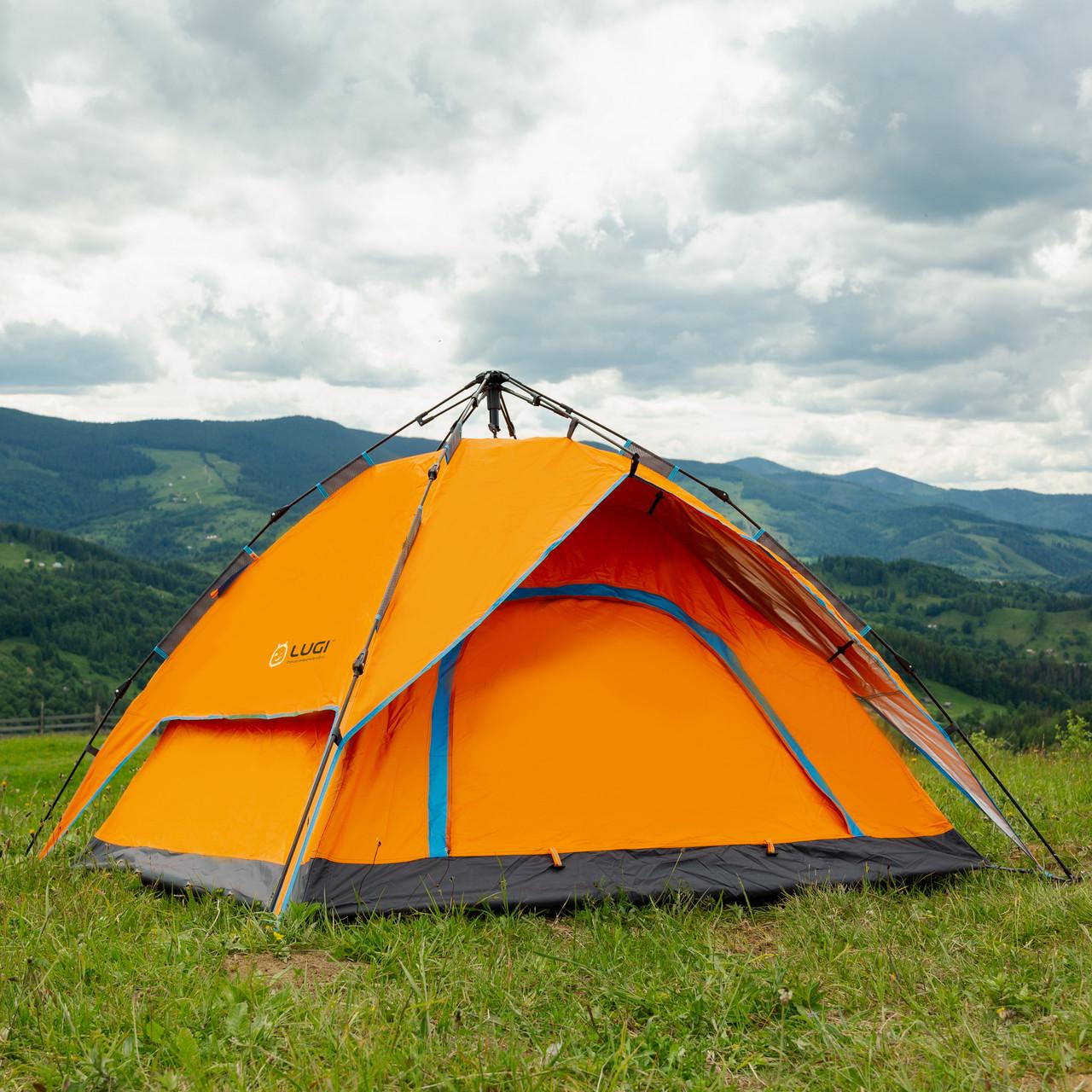 Палатка автоматическая двухместная водонепроницаемая 200х230х130 см Оранжевый - фото 2 Палатка автоматическая двухместная водонепроницаемая 200х230х130 см Оранжевый - фото 2
