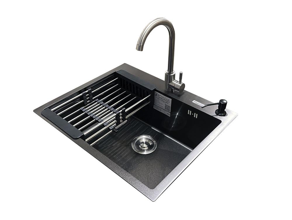 Мойка для кухни Romzha Arta U-550S A Max со смесителем и дозатором Черный (RO41131)