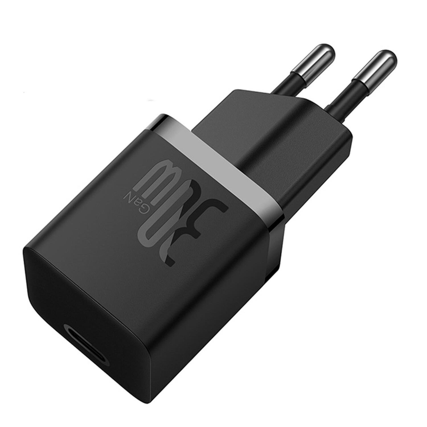 Зарядний пристрій мережевий BASEUS GaN5 Fast Charger mini 1C на 30W Black (CCGN070401)