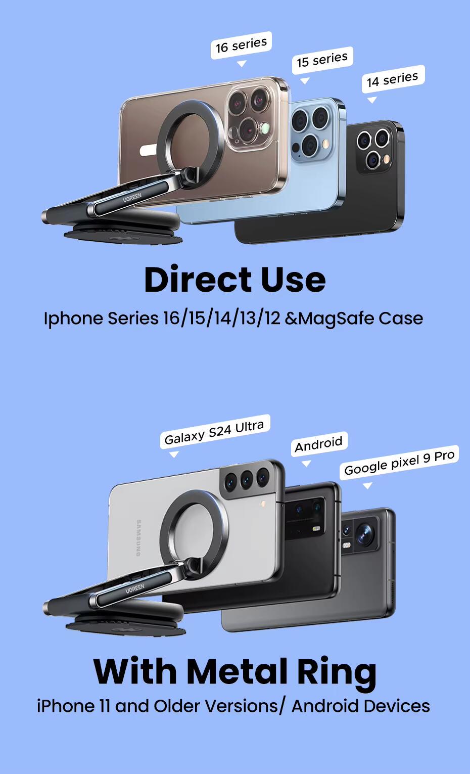 Держатель магнитный для телефона в машину UGREEN LP924 Magsafe Black (LP924) - фото 14