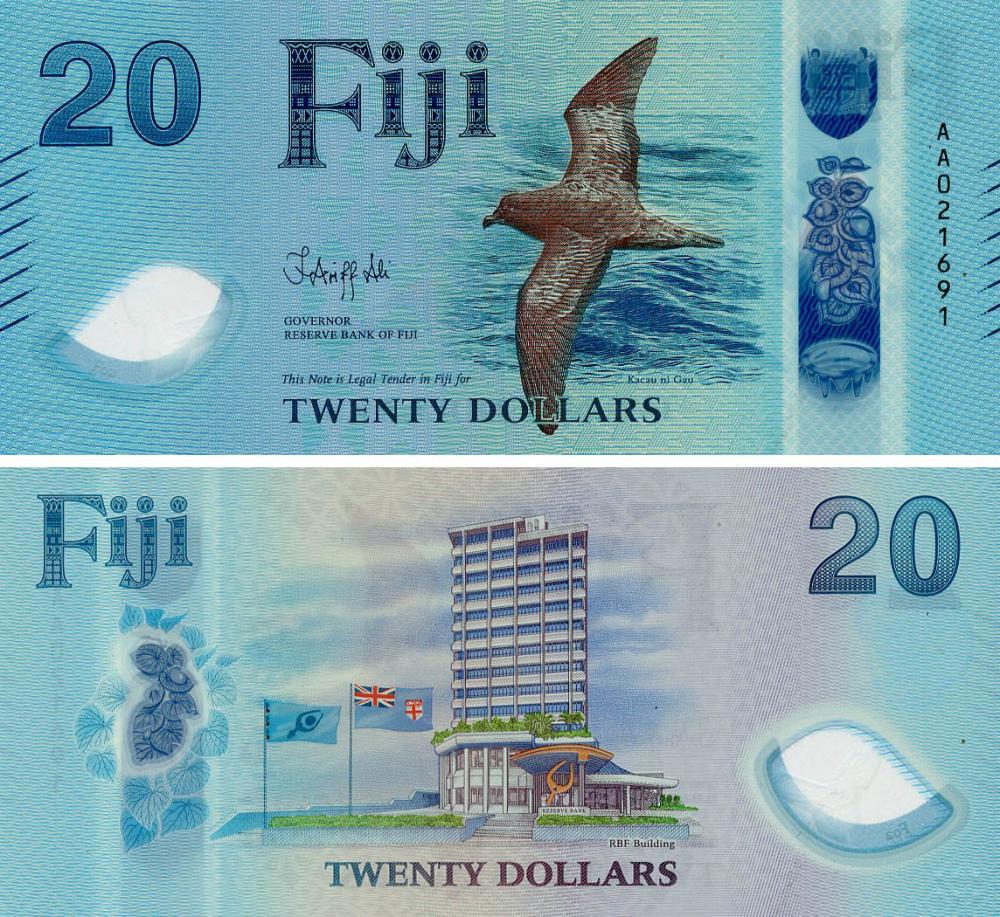Коллекционная банкнота Фиджи 20 долларов 2025/2026 Полимер UNC Птица-Чайка s. AA (PW127)