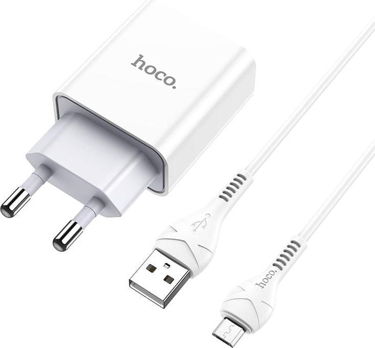 Пристрій зарядний Hoco C81A 2,1A кабель micro-USB White (36783)
