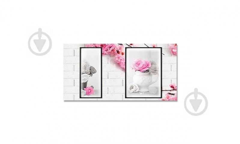 Наклейка вінілова на стіл Zatarga  "Біла цегла та Квіти" 600х1200 мм (Z181315st)