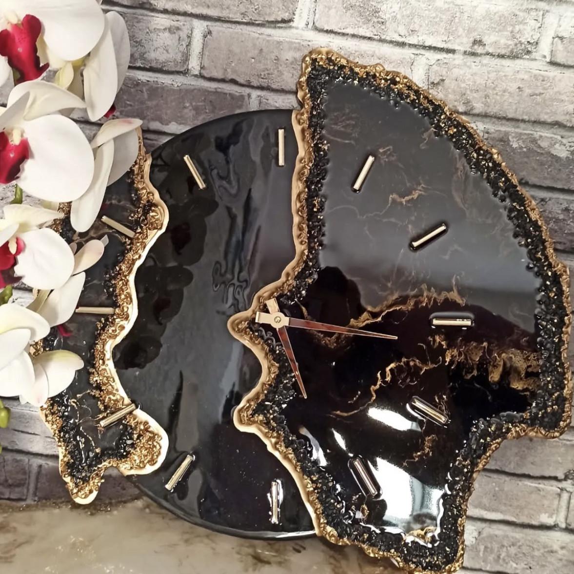 Годинник об'ємний настінний з епоксидної смоли Пелюстки 50 см