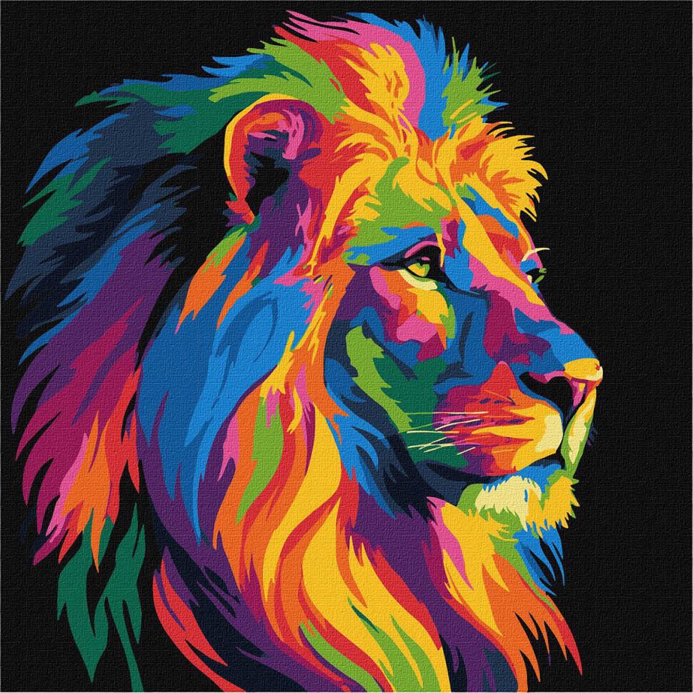 Картина по номерам Ideyka KHO6823 Яркий лев 30х30 см (2990424931)