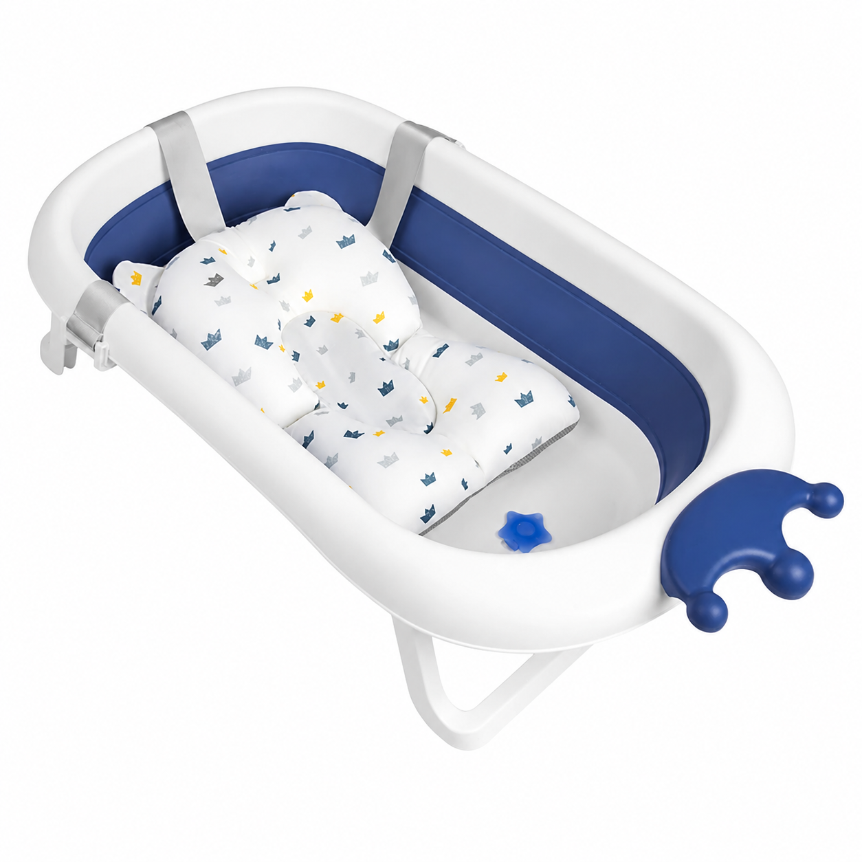 Ванная детская складная Ricokids RK-280 с подушкой и термодатчиком 82x50 см Бело-синий (35497079)