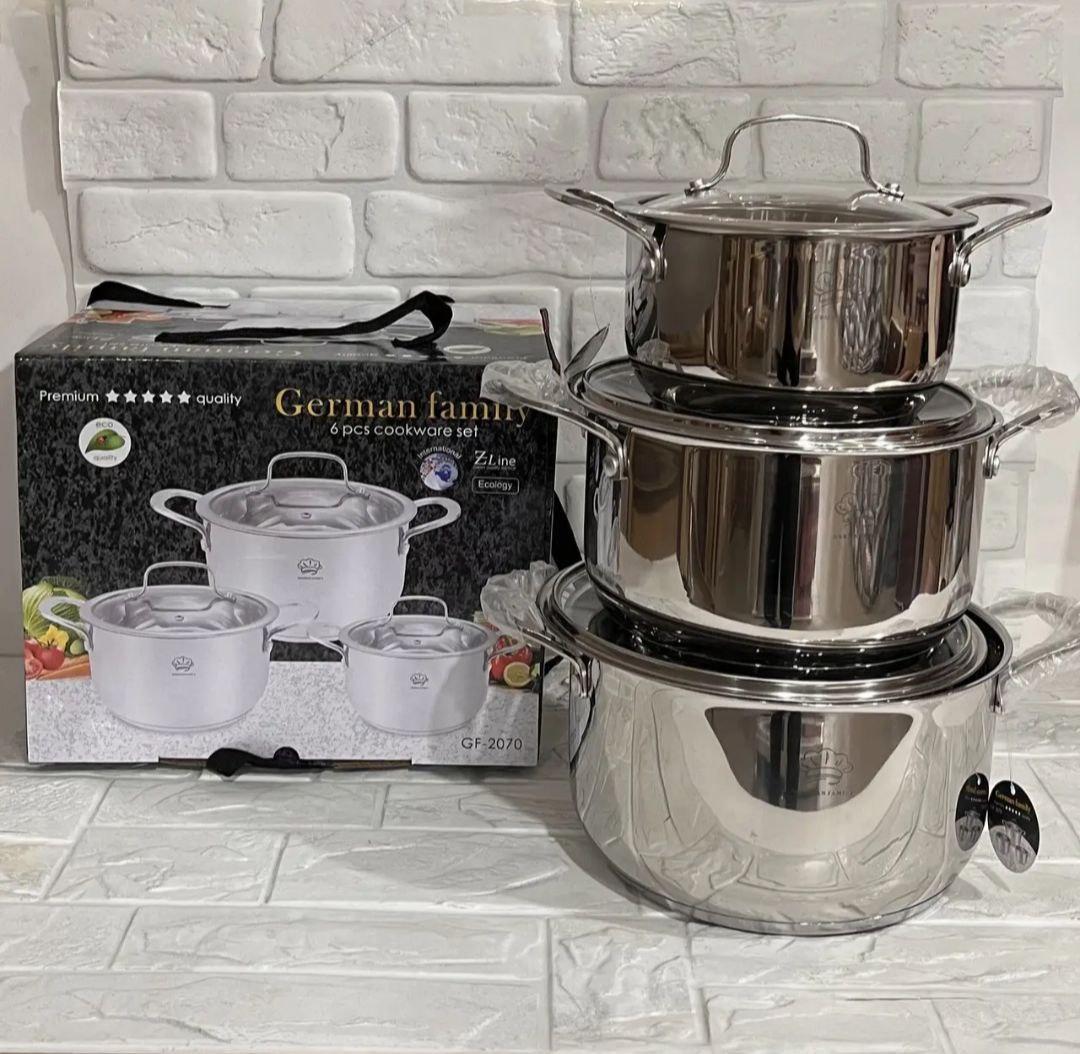 Набір каструль з кришками German Family GF-2070 нержавіюча сталь 6 пр. (GF-2070) Набір каструль з кришками German Family GF-2070 нержавіюча сталь 6 пр. (GF-2070)