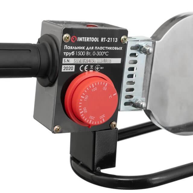 Паяльник для пластикових труб Intertool 1500 Вт 0-300°C насадки 75 90 110 мм металевий кейс (RT-2113) - фото 6