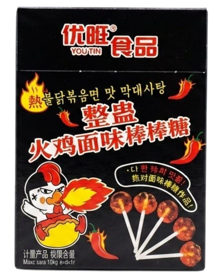Льодяники на паличці гострі Yowang Foods зі смаком корейської локшини Buldak 4 шт. 25 г (3036288182)