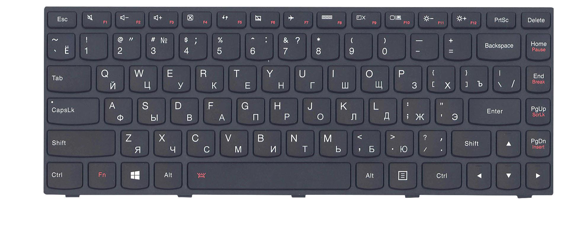 Клавиатура для ноутбука Lenovo Flex 14 G40-30 с подсветкой Light Black