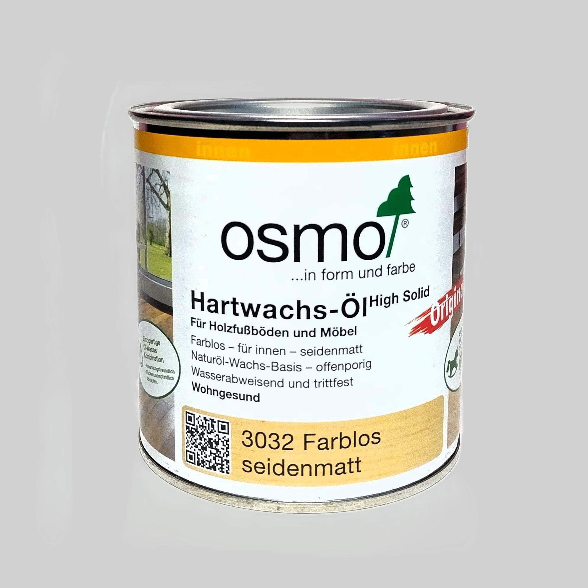 Олія із твердим воском Osmo Hartwachs-Öl Original для підлоги з дерева/паркету/меблів 0,375 л Безбарвний шовковисто-матовий (3032)
