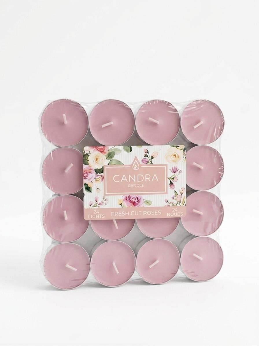 Свечи-таблетки ароматические Candra Fresh Cut Roses 4 часа горения 24 шт. Розовый