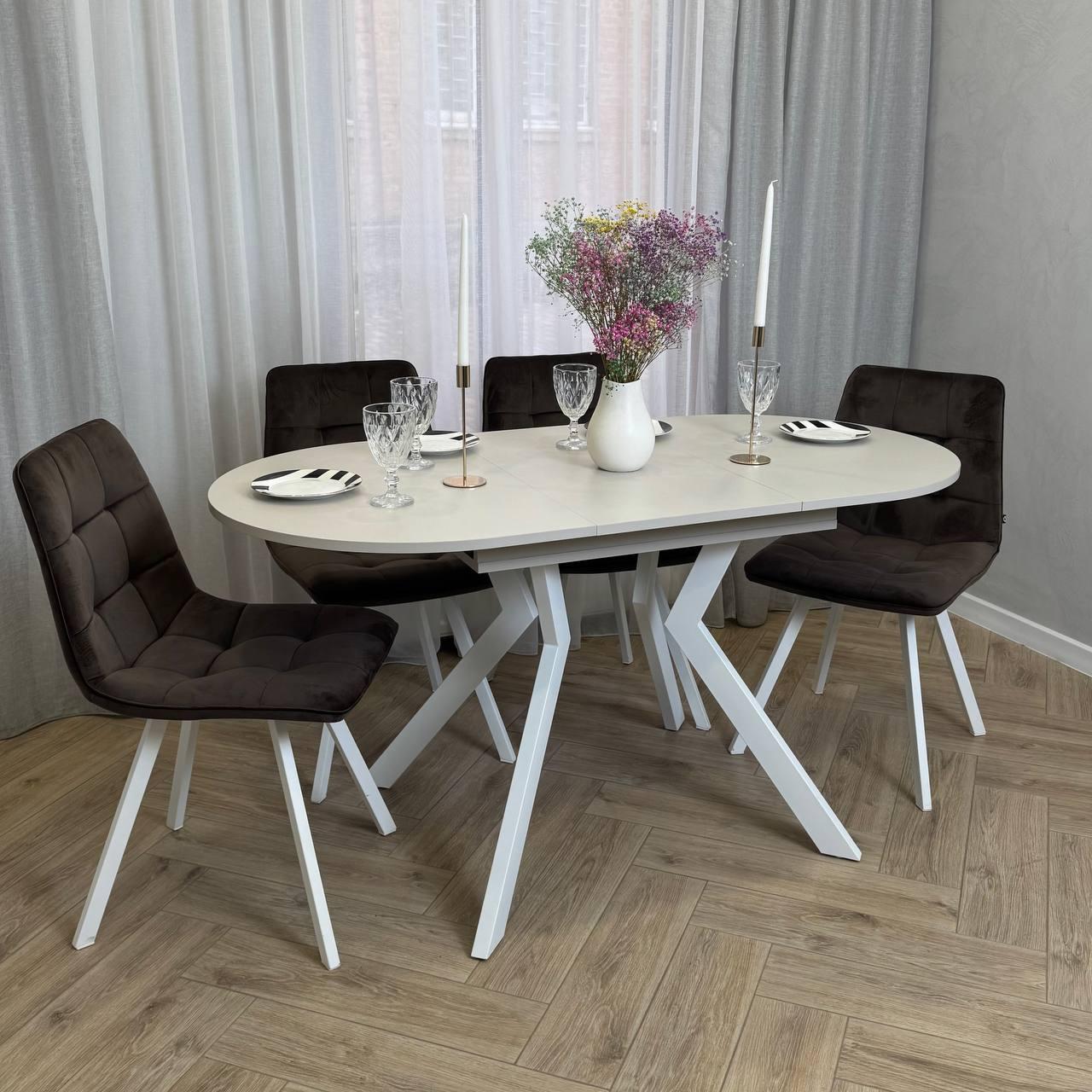 Стіл кухонний розсувний Ronni 1100 УТП027906 Loft Кашемір/Білий мат - фото 3 Стіл кухонний розсувний Ronni 1100 УТП027906 Loft Кашемір/Білий мат - фото 3