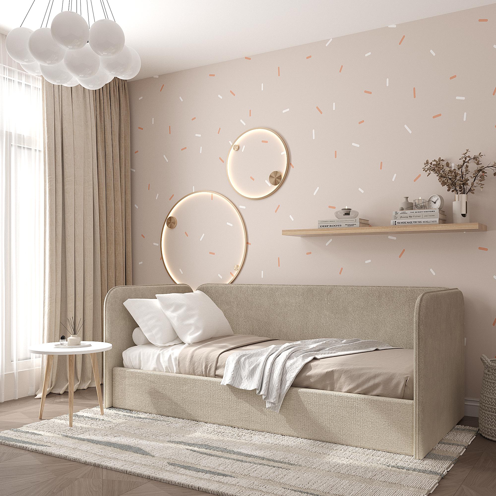 Кровать с ортопедическими ламелями КР-дет-М односпальная 800х2115х1040 мм Бежевый