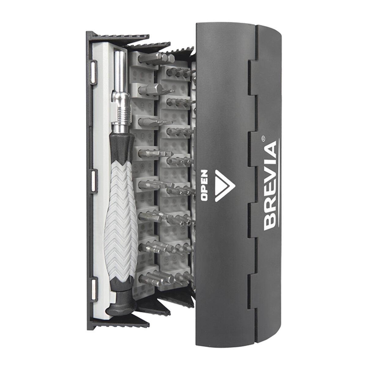 Отвертка Brevia с комплектом насадок для точных работ 126в1