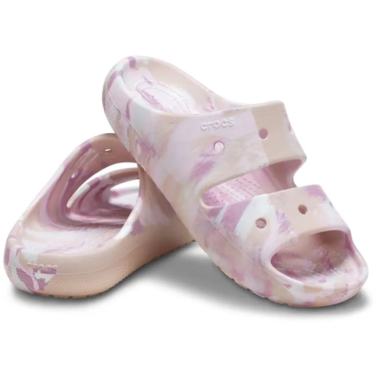 Шльопанці жіночі Crocs Classic Marbled Sandal V2 Quartz/Multi р. 37-38 Рожевий (22650)