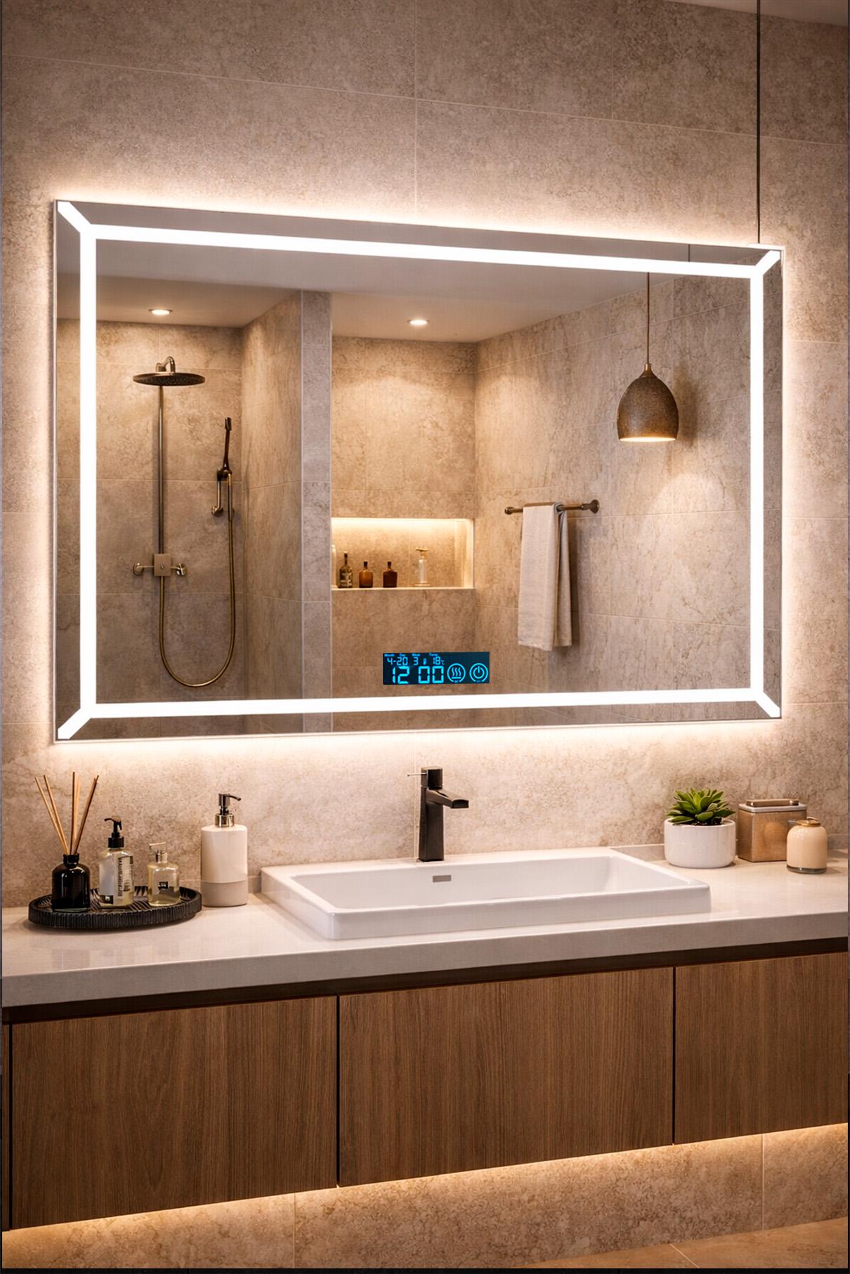 Зеркало для ванной комнаты BRS смарт с подсветкой LED/с подогревом/дисплеем 60х80 см (574054972) Зеркало для ванной комнаты BRS смарт с подсветкой LED/с подогревом/дисплеем 60х80 см (574054972)