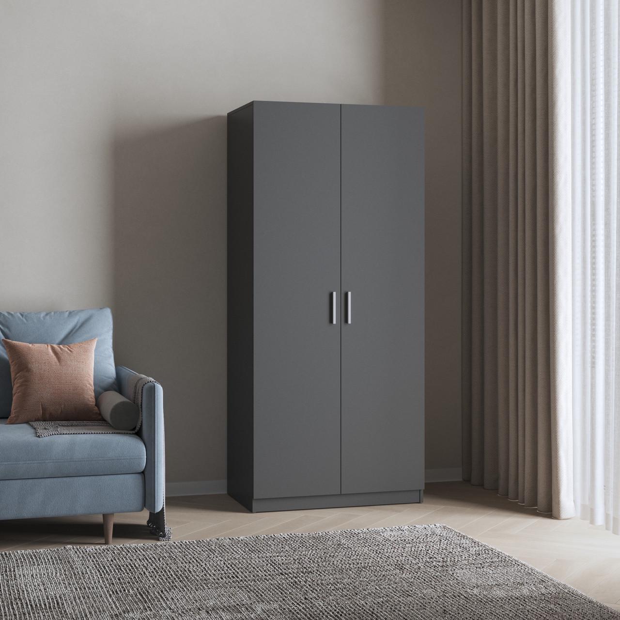 Шафа дводверна платтяна VAYS 80,2х50х181 см Антрацит (30254618)