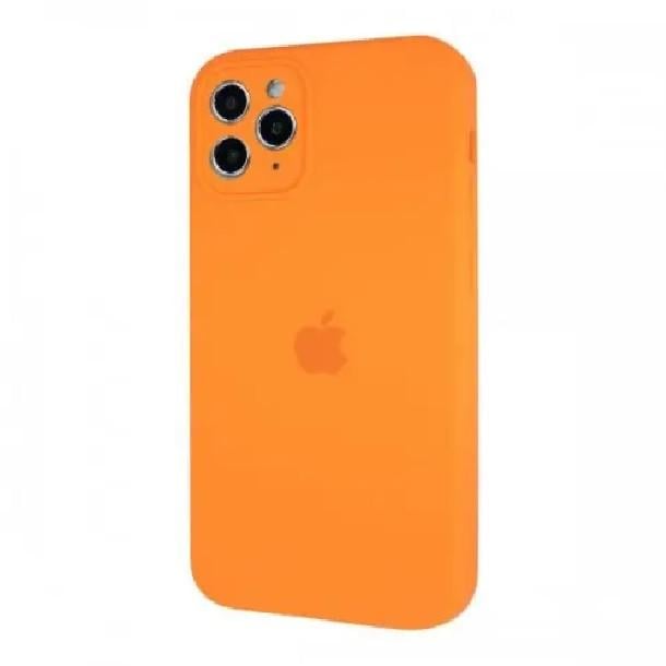 Силиконовый Чехол Накладка с Квадратными Бортиками Silicone Case для iPhone 11 Pro Orange - фото 1