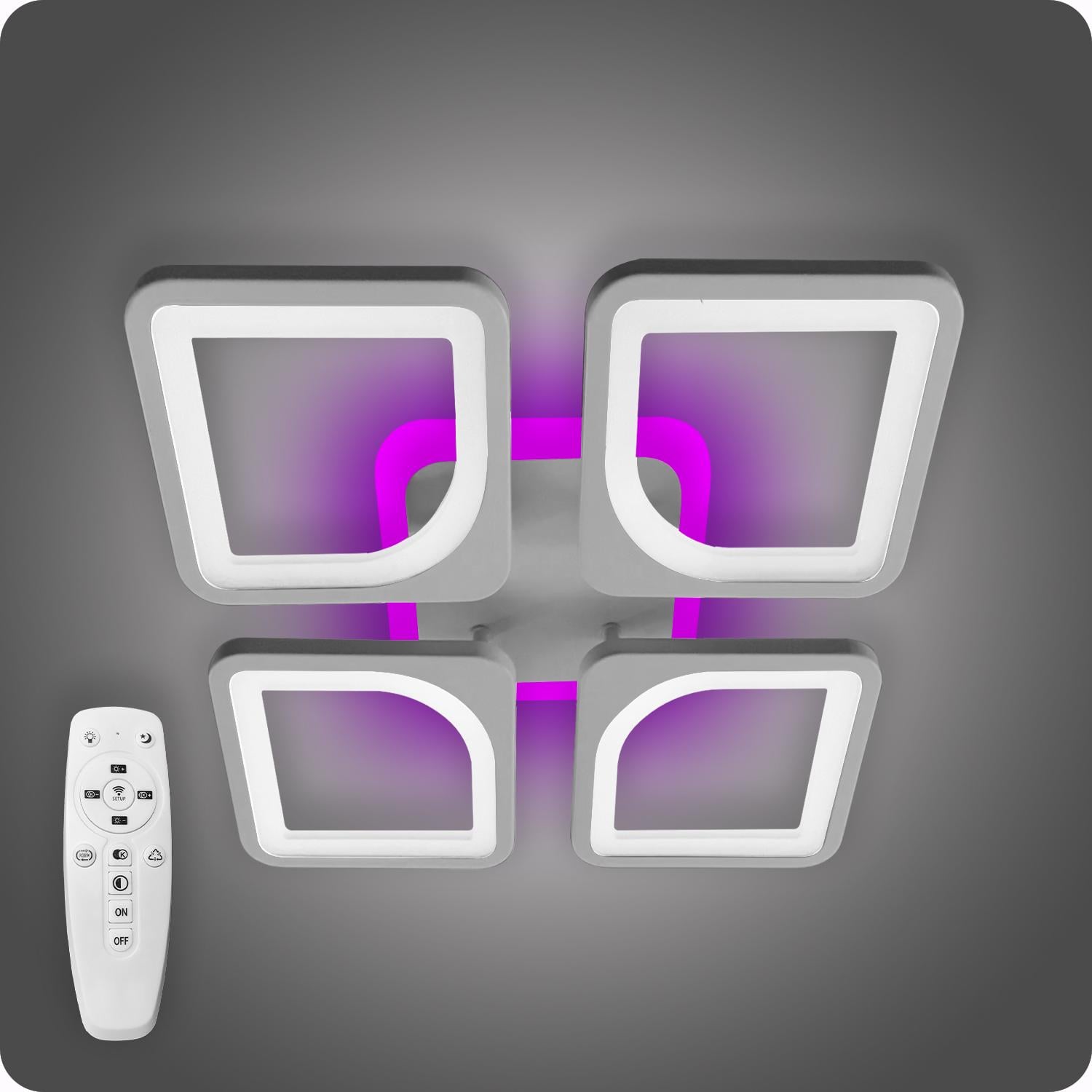 Люстра светодиодная 517 Dlight 3color с пультом 80 Вт Серый (01826)