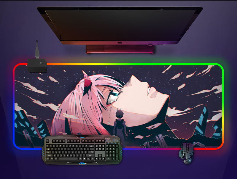 Коврик для мышки с Аниме принтом Милый во франксе Zero two LED подсветка 800х300х4 мм (1207) Коврик для мышки с Аниме принтом Милый во франксе Zero two LED подсветка 800х300х4 мм (1207)