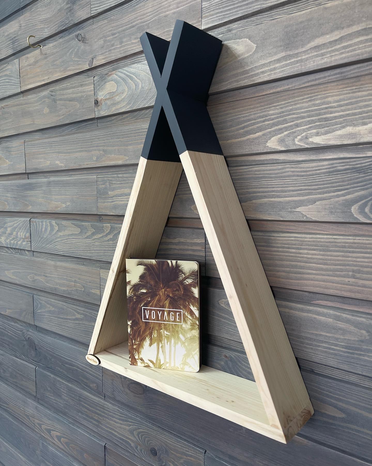 Настінна поличка вігвам 48х35х8см Дерево/Графіт - фото 3