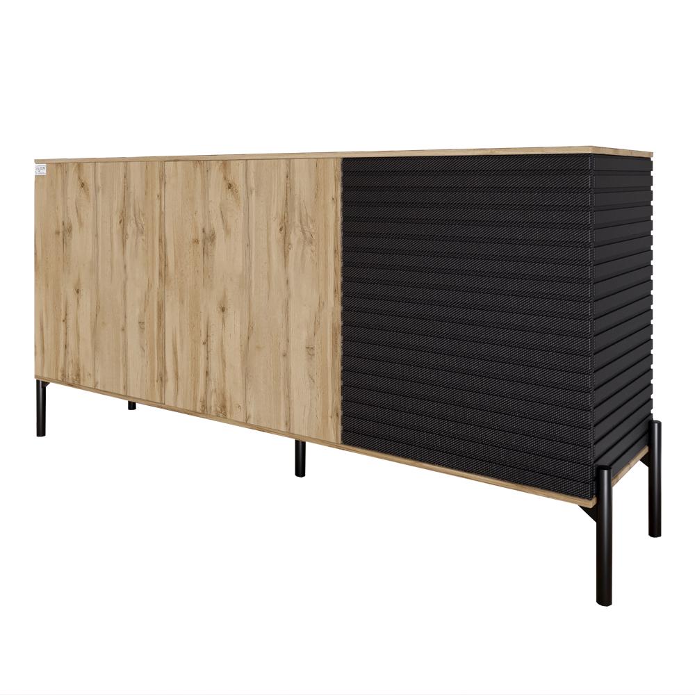 Комод закрытый в гостиную Lion Грей на черных металлических ножках Дуб Аппалачи/Асфальт 1540x380x765 (000-000-2113) - фото 2 Комод закрытый в гостиную Lion Грей на черных металлических ножках Дуб Аппалачи/Асфальт 1540x380x765 (000-000-2113) - фото 2